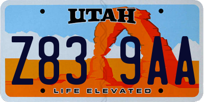 UT license plate Z839AA