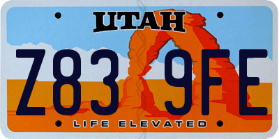 UT license plate Z839FE