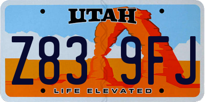 UT license plate Z839FJ