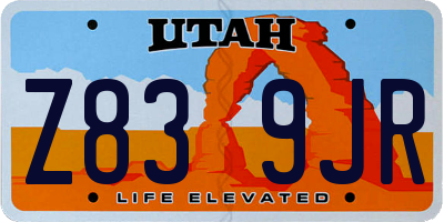 UT license plate Z839JR