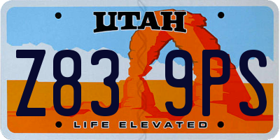 UT license plate Z839PS