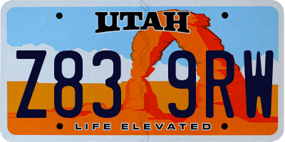 UT license plate Z839RW