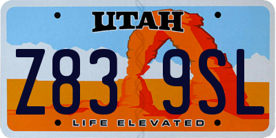 UT license plate Z839SL