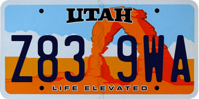 UT license plate Z839WA