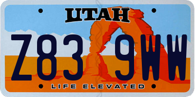 UT license plate Z839WW
