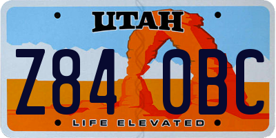 UT license plate Z840BC