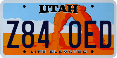 UT license plate Z840ED
