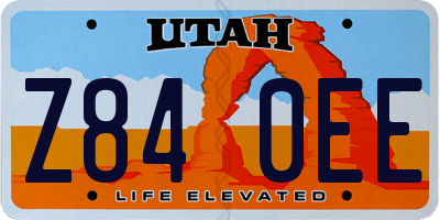UT license plate Z840EE