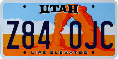 UT license plate Z840JC