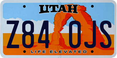 UT license plate Z840JS