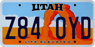 UT license plate Z840YD