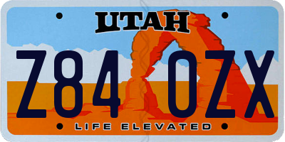 UT license plate Z840ZX