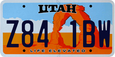 UT license plate Z841BW