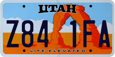 UT license plate Z841FA