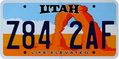 UT license plate Z842AF