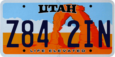 UT license plate Z842IN