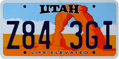 UT license plate Z843GI