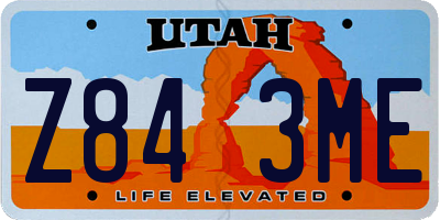 UT license plate Z843ME