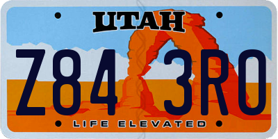 UT license plate Z843RO