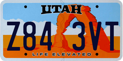 UT license plate Z843VT