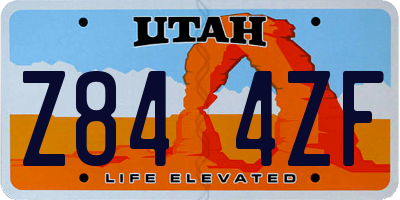 UT license plate Z844ZF