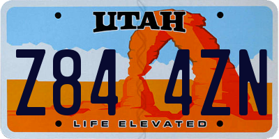 UT license plate Z844ZN