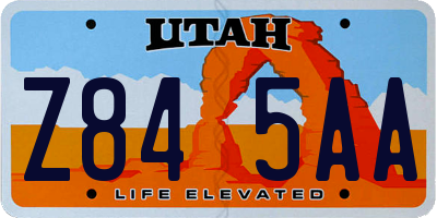 UT license plate Z845AA