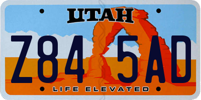 UT license plate Z845AD