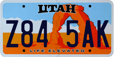 UT license plate Z845AK