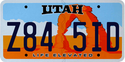 UT license plate Z845ID