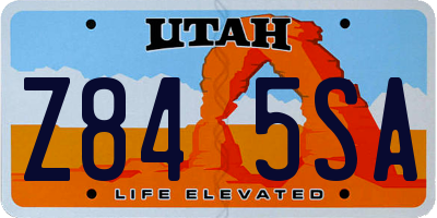 UT license plate Z845SA