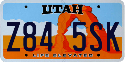 UT license plate Z845SK