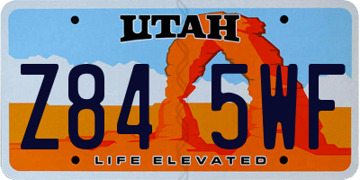 UT license plate Z845WF