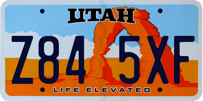 UT license plate Z845XF