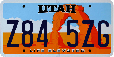 UT license plate Z845ZG