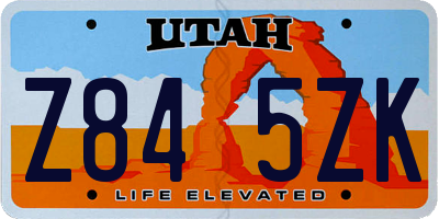 UT license plate Z845ZK