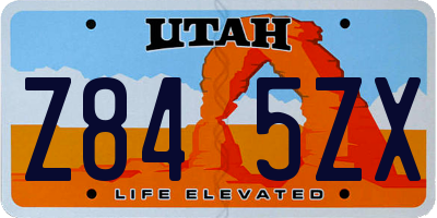 UT license plate Z845ZX