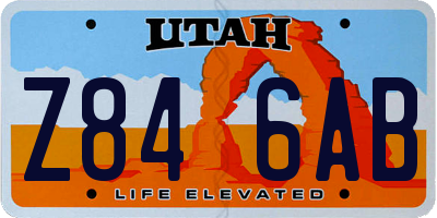 UT license plate Z846AB