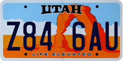 UT license plate Z846AU