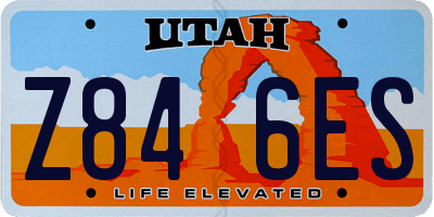 UT license plate Z846ES
