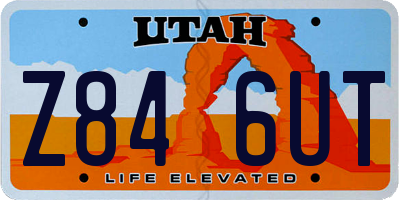 UT license plate Z846UT