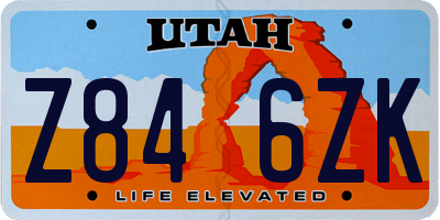 UT license plate Z846ZK