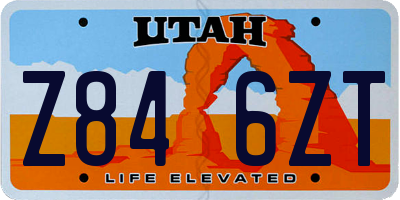 UT license plate Z846ZT