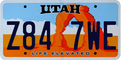 UT license plate Z847WE