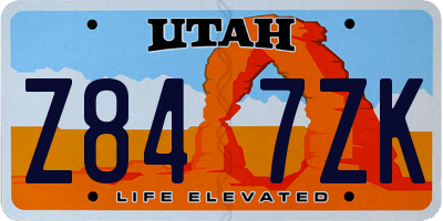 UT license plate Z847ZK