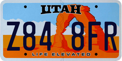 UT license plate Z848FR