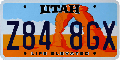 UT license plate Z848GX