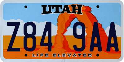 UT license plate Z849AA