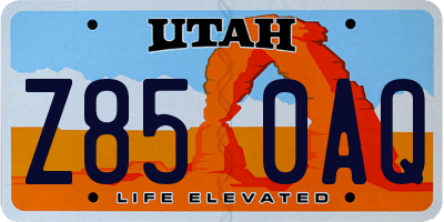 UT license plate Z850AQ
