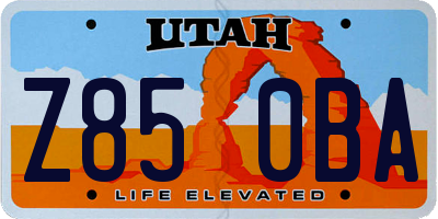 UT license plate Z850BA